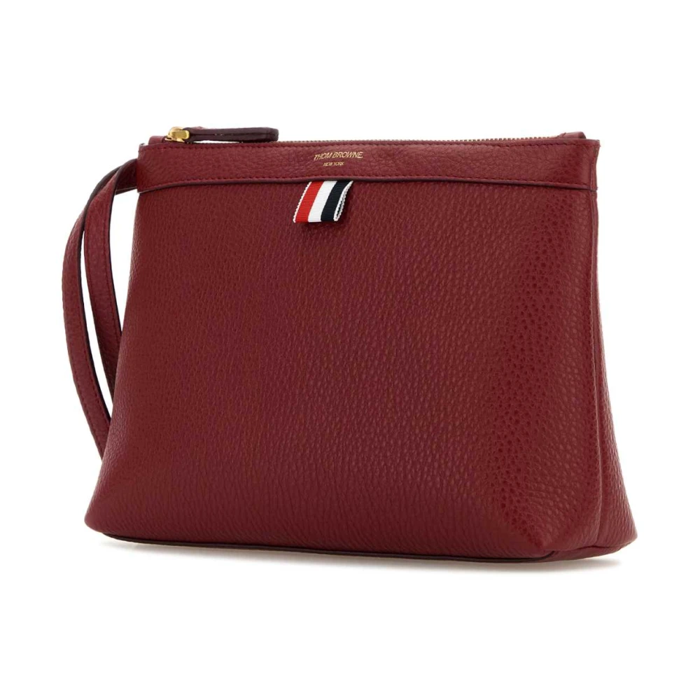 Thom Browne Burgundy Leren Beauty Case Red Heren