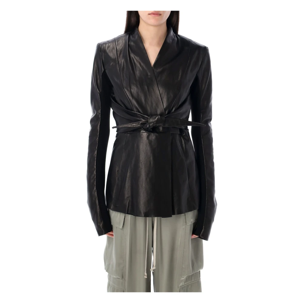 Rick Owens Ls Strutter Leren Jas Black Dames