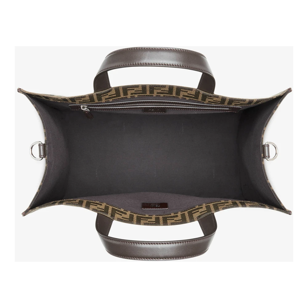 Fendi Bruine FF Motief Leren Tas Brown Heren
