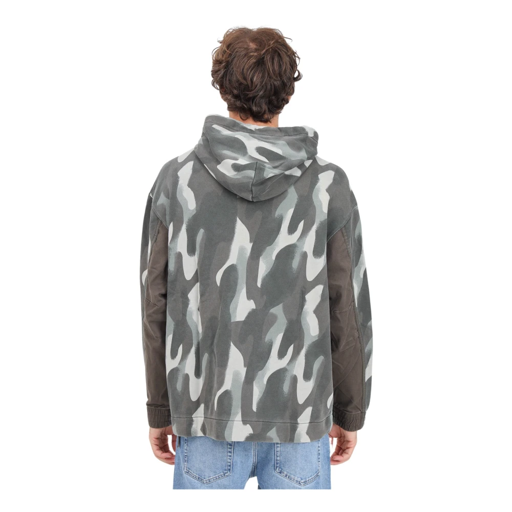 Armani Exchange Groene Camo Hoodie Sweater Multicolor Heren