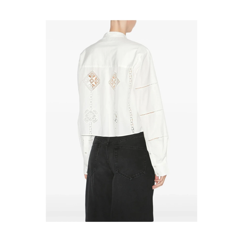Isabel marant Witte Katoenen Poplin Broderie Anglaise Overhemd White Dames