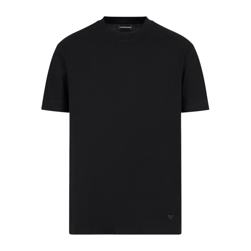 Emporio Armani Men's Black Cotton T-Shirt With Front Logo