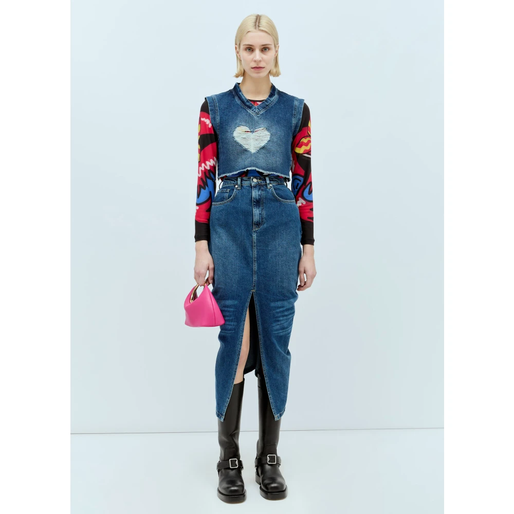 Reward If Found Mermaid Denim Top met Distressed Heart Blue Dames