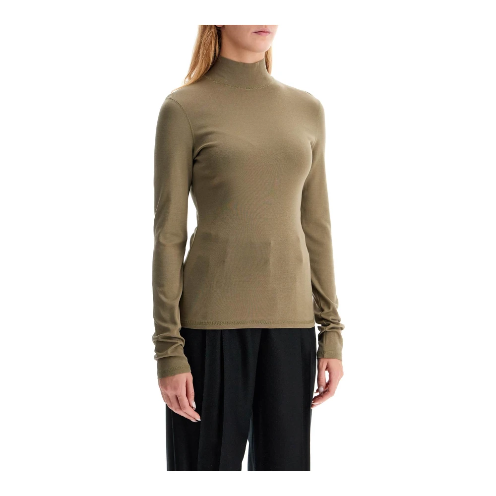 Lemaire Turtle Neck Lichtgewicht Jersey Top Green Dames