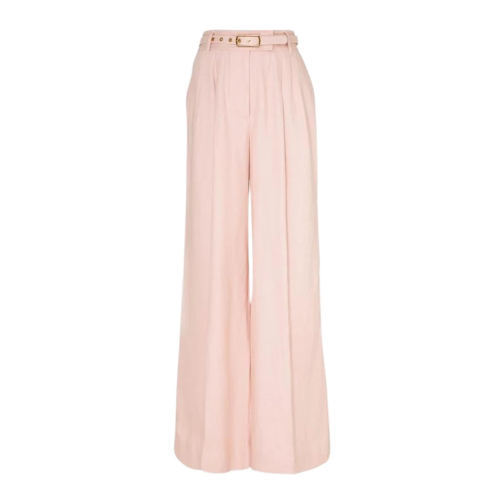 Zimmermann Wijde Linnen Broek Pink Dames