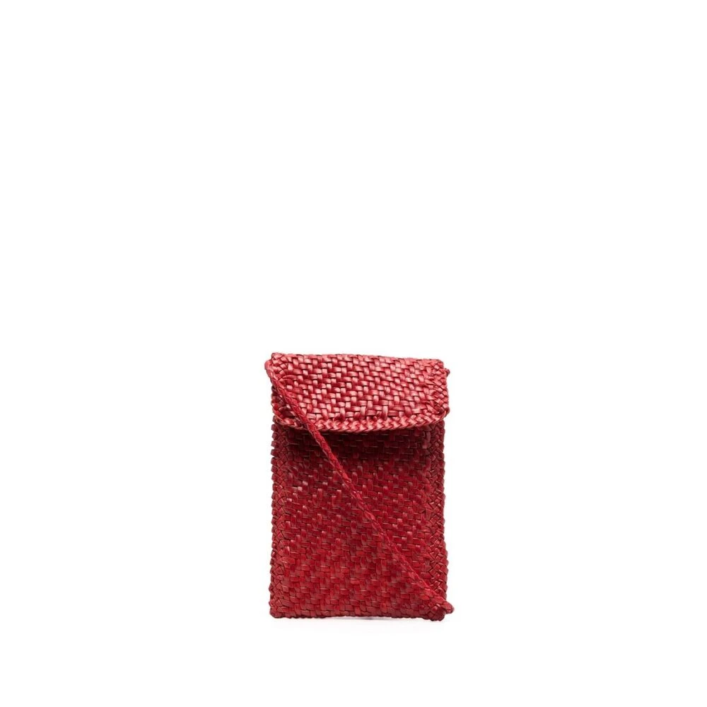 Dragon Diffusion Rode Leren Gevlochten Telefoonhoes Tas Red Dames