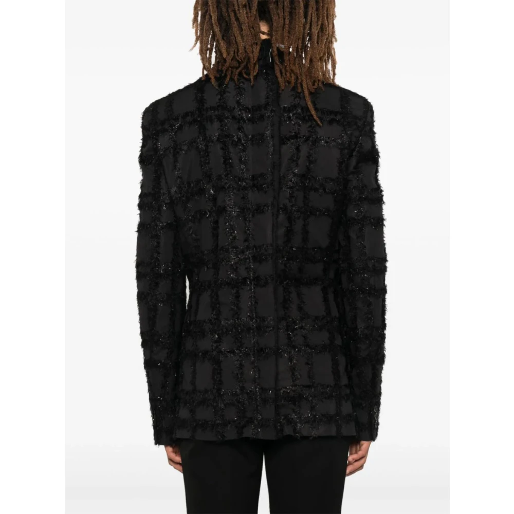 Comme des Garçons Zwarte Draadgesneden Jas Black Heren