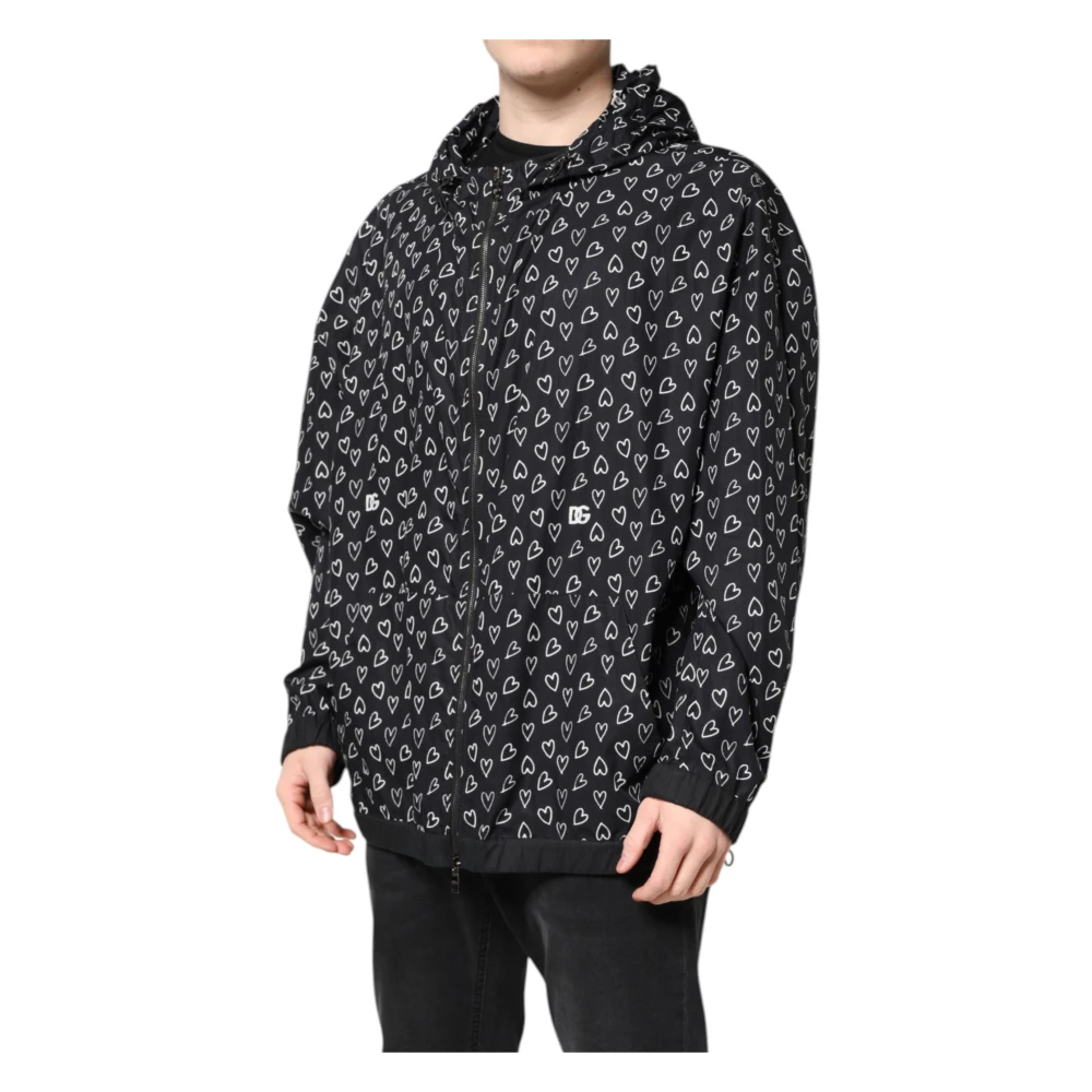 Dolce & Gabbana , Light Jackets, Male, Black, Xl, Logo Detail Hooded Windbreaker Jacket - Image 3