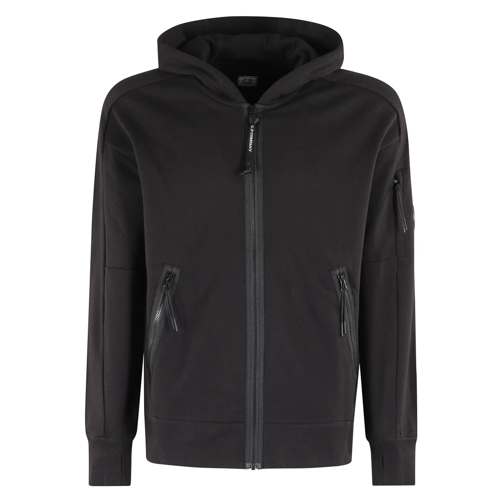 C.p. Company Diagonal Raised Fleece Zip Hoodie Black, Herr