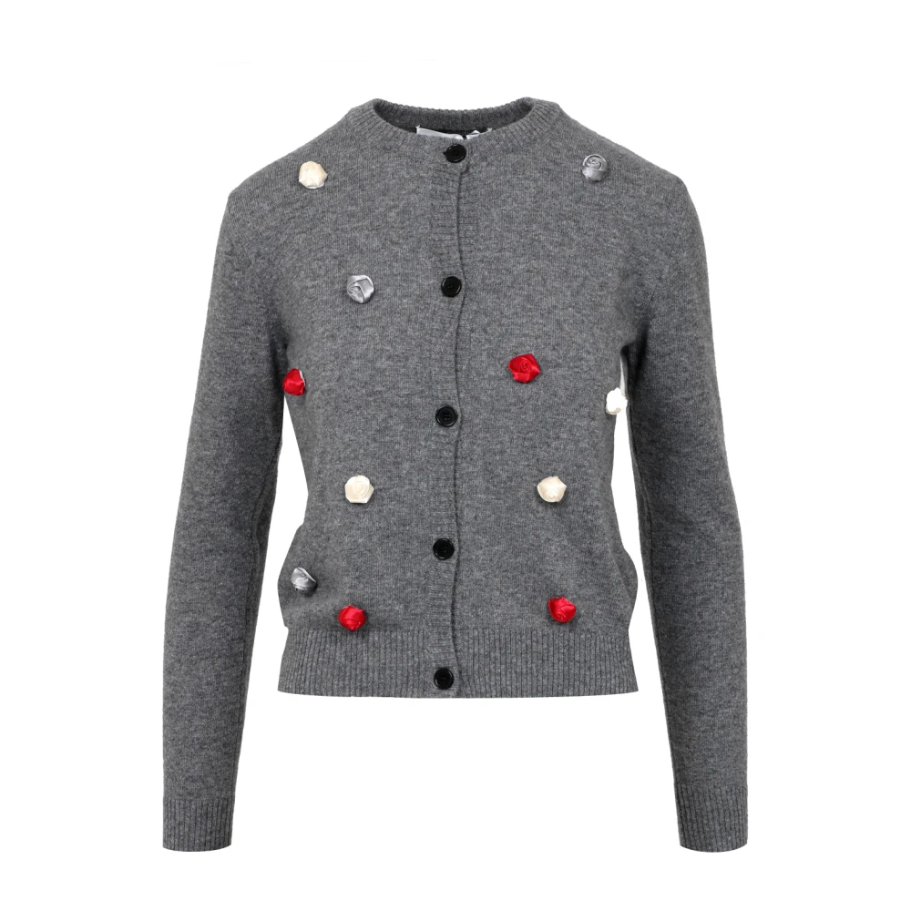 Msgm Grijze Wollen Trui met Rozetten Gray Dames