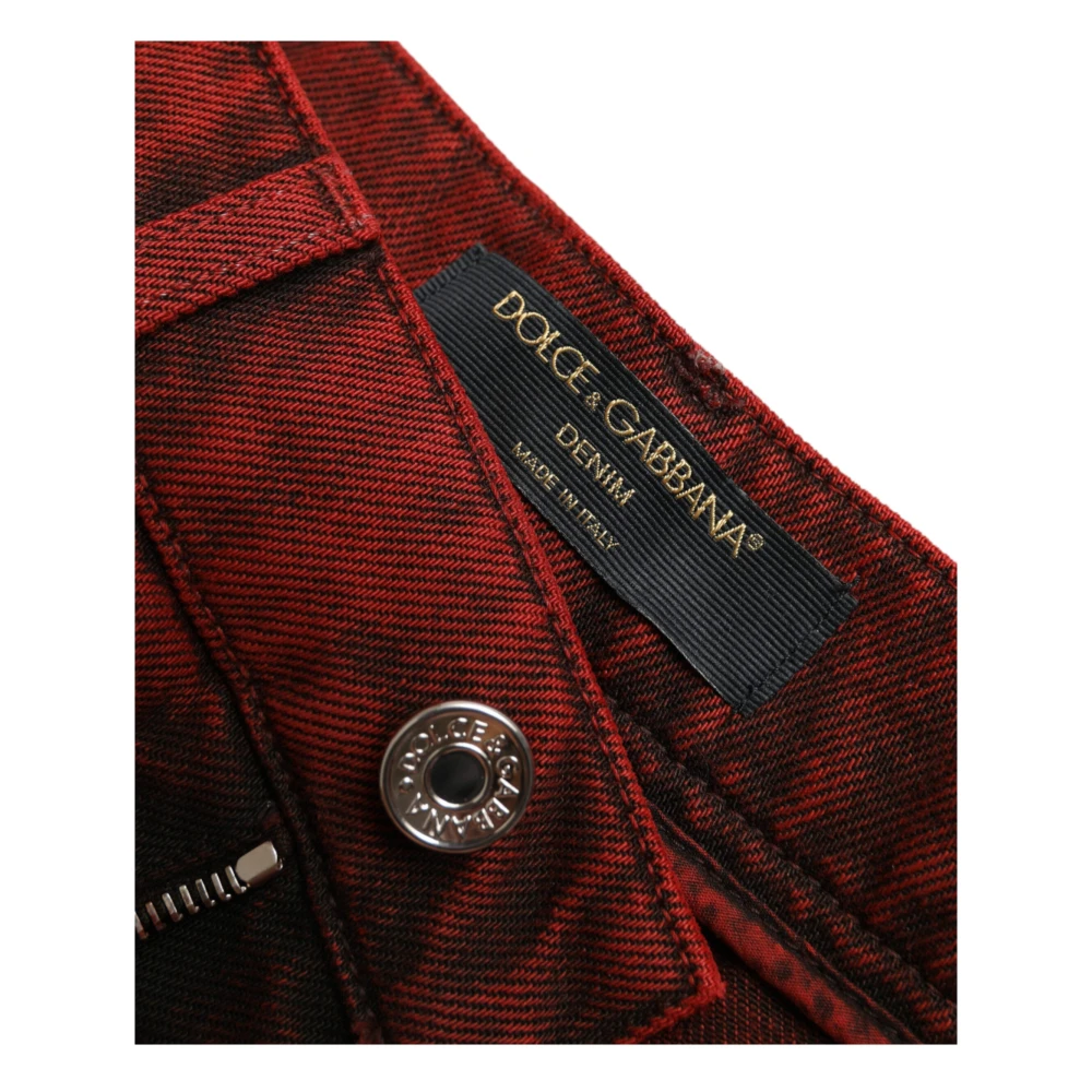 Dolce & Gabbana Rode Hoge Taille Denim Hot Pants Shorts Red Dames
