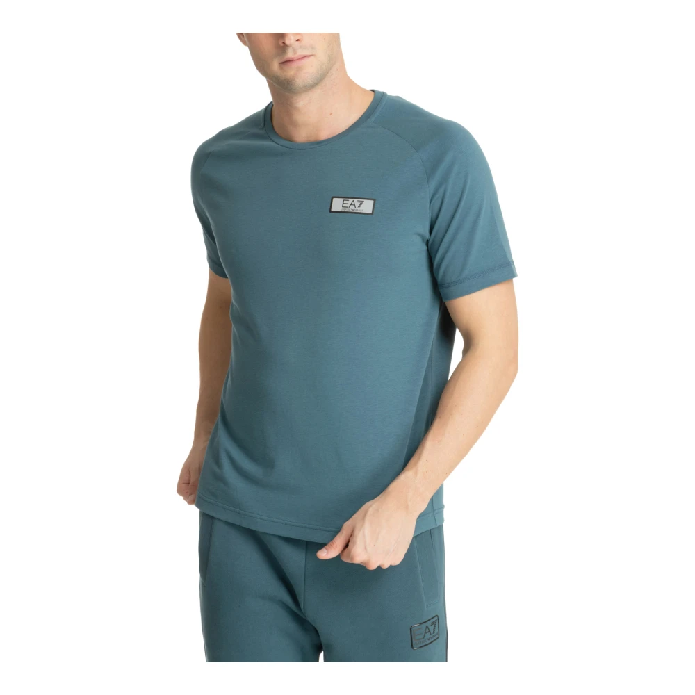 Emporio Armani EA7 Effen Logo T-shirt Blue Heren