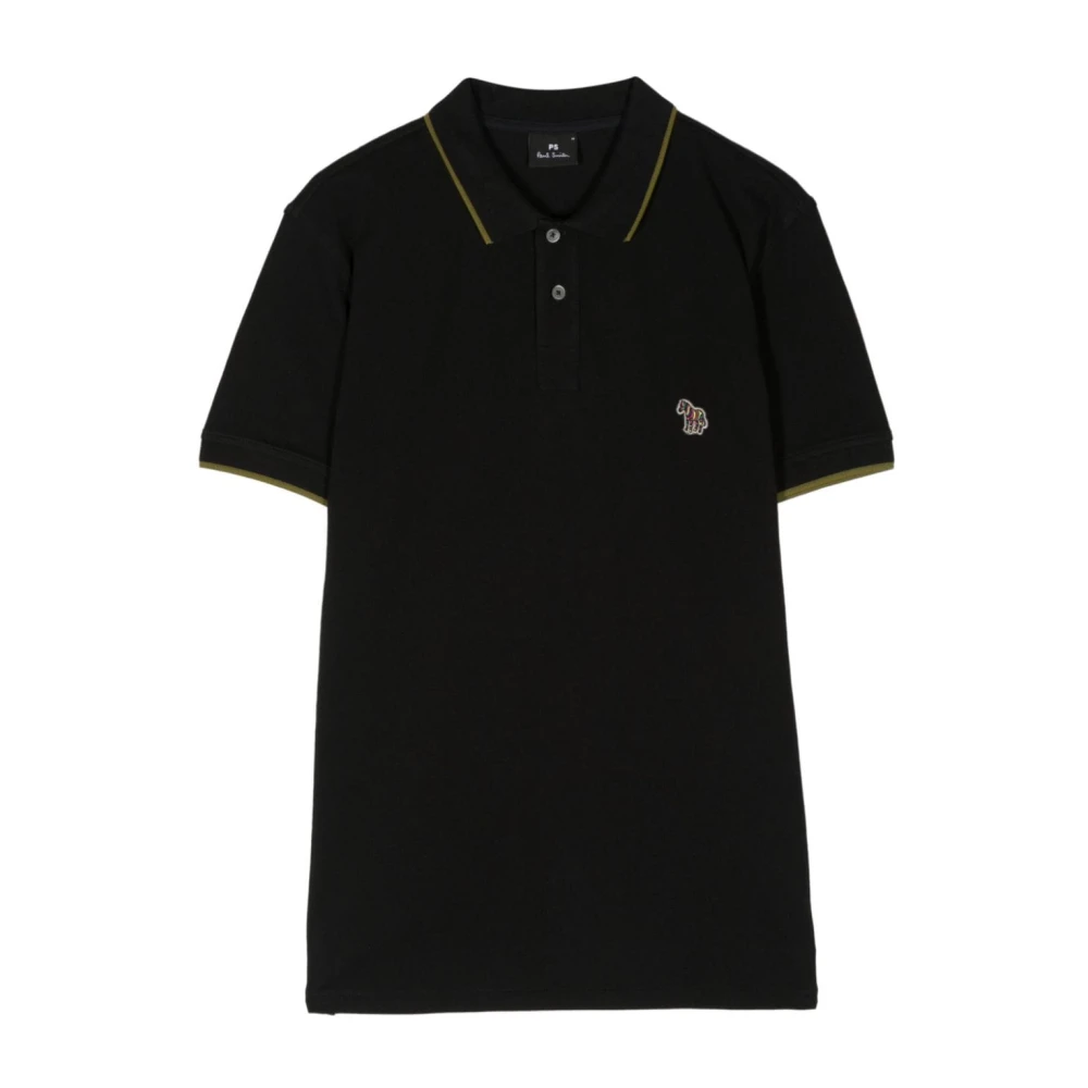 Paul Smith Zwarte Polo Shirt Geborduurd Motief Black Heren