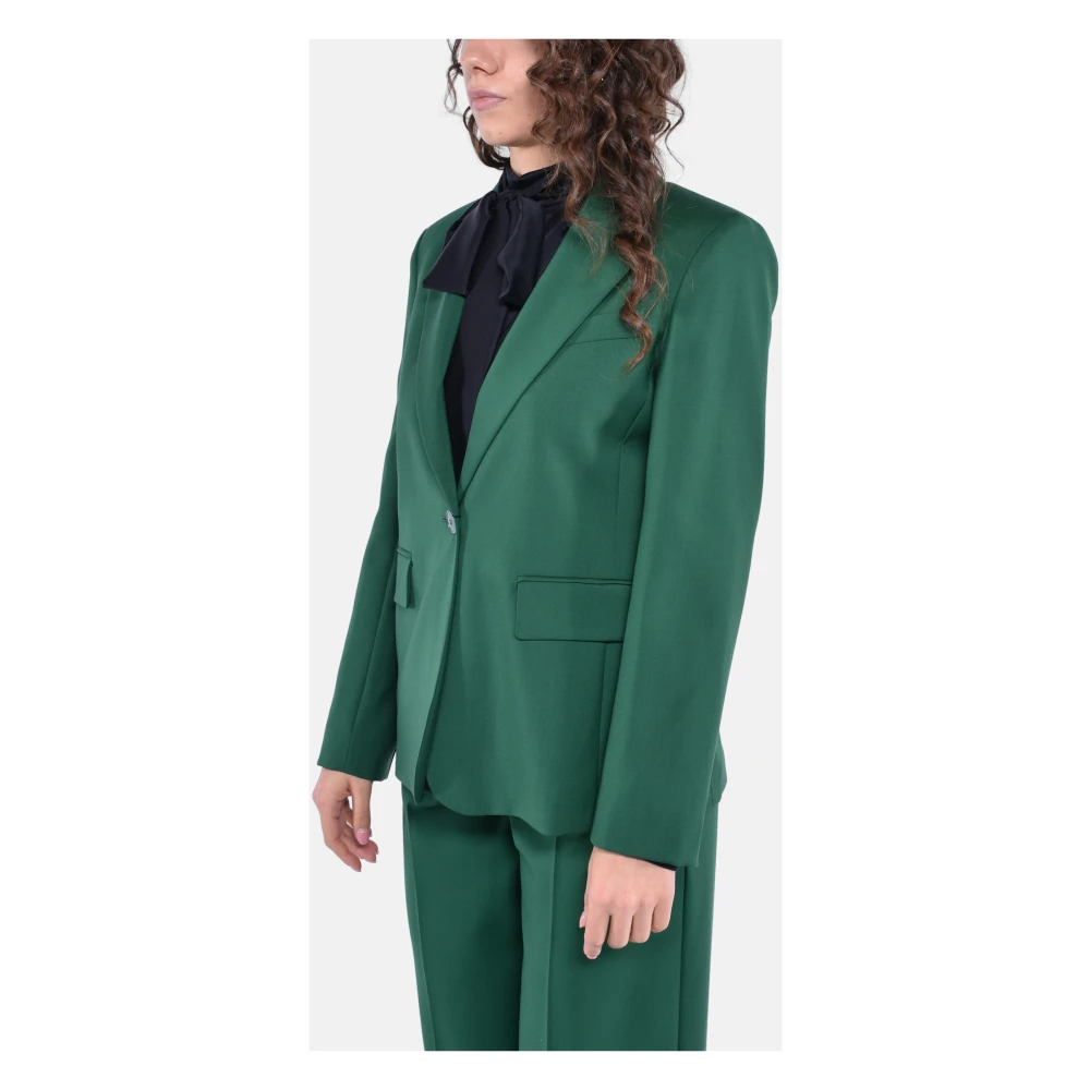Max Mara Weekend Wollen Stretch Blazer met Revers Green Dames
