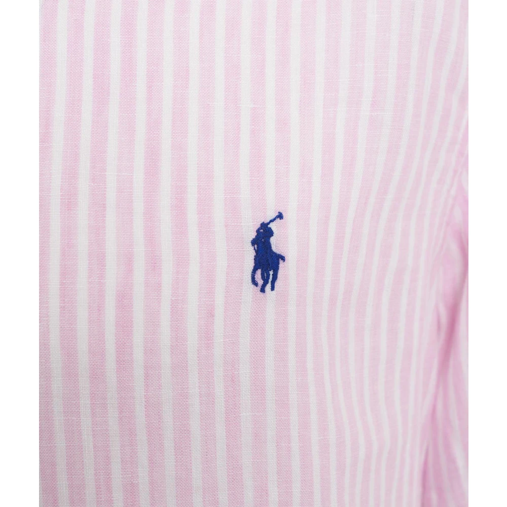 Polo Ralph Lauren Linnen overhemd met logo borduursel Pink Heren