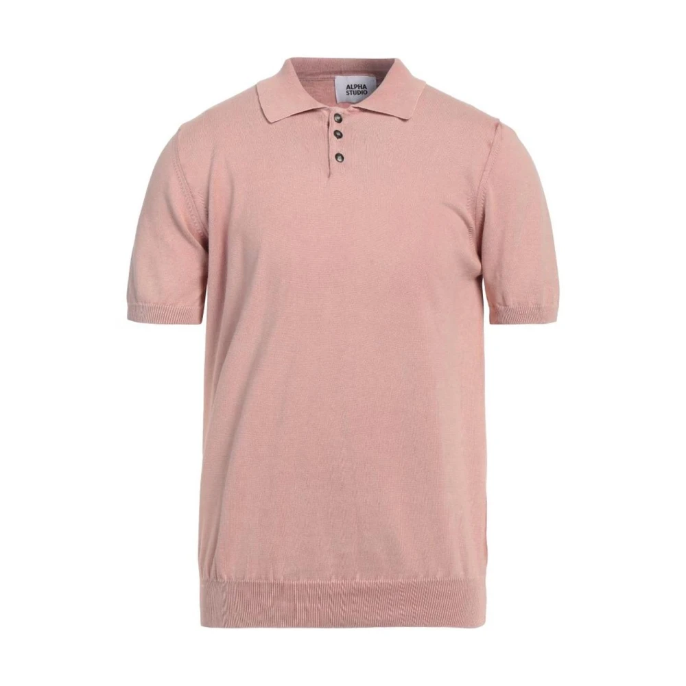 Alpha Studio Rosa Stickad Polo Skjorta Pink, Herr