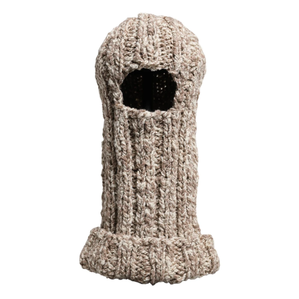 Dolce & Gabbana Unisex Beige Wool Knit Balaclava Hat