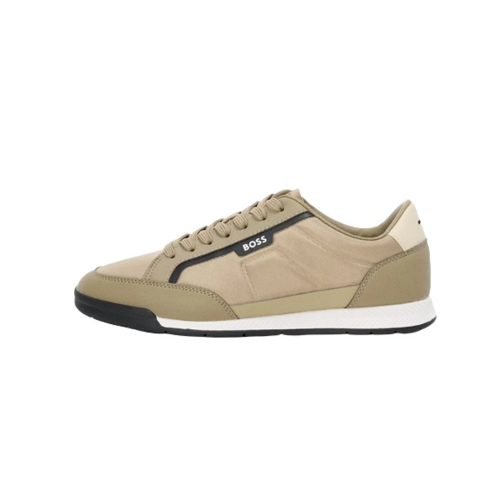 Hugo Moderne Nylon Sneakers met Iconische Streep Heren Schoenen Beige