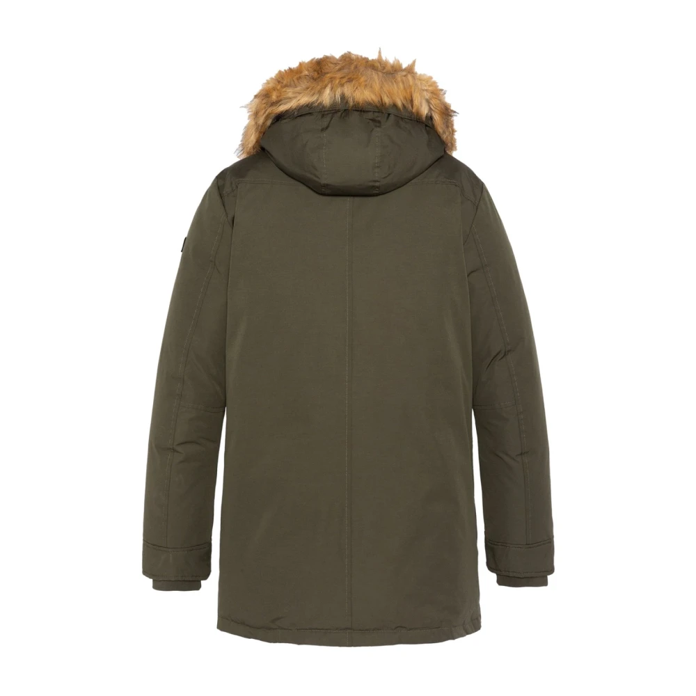 Schott NYC Winterjas met nepbont capuchon Green Heren