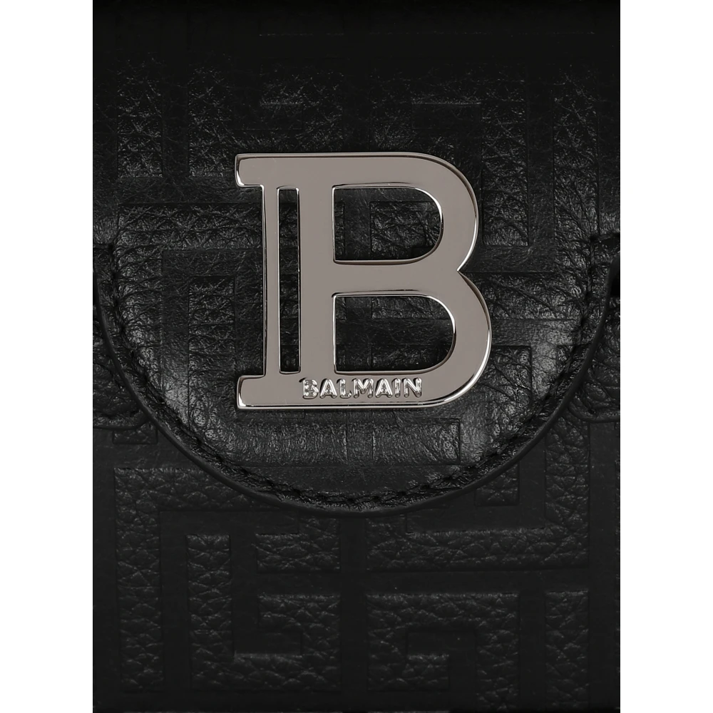 Balmain B-Buzz 19 monogram canvas en leren tas Black Heren