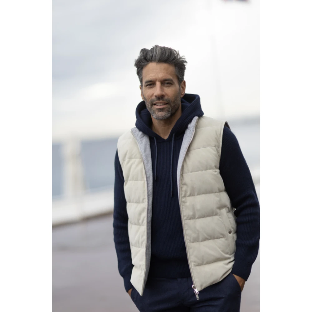 Eleventy Omkeerbaar mouwloos vest in beige en grijs Gray Heren