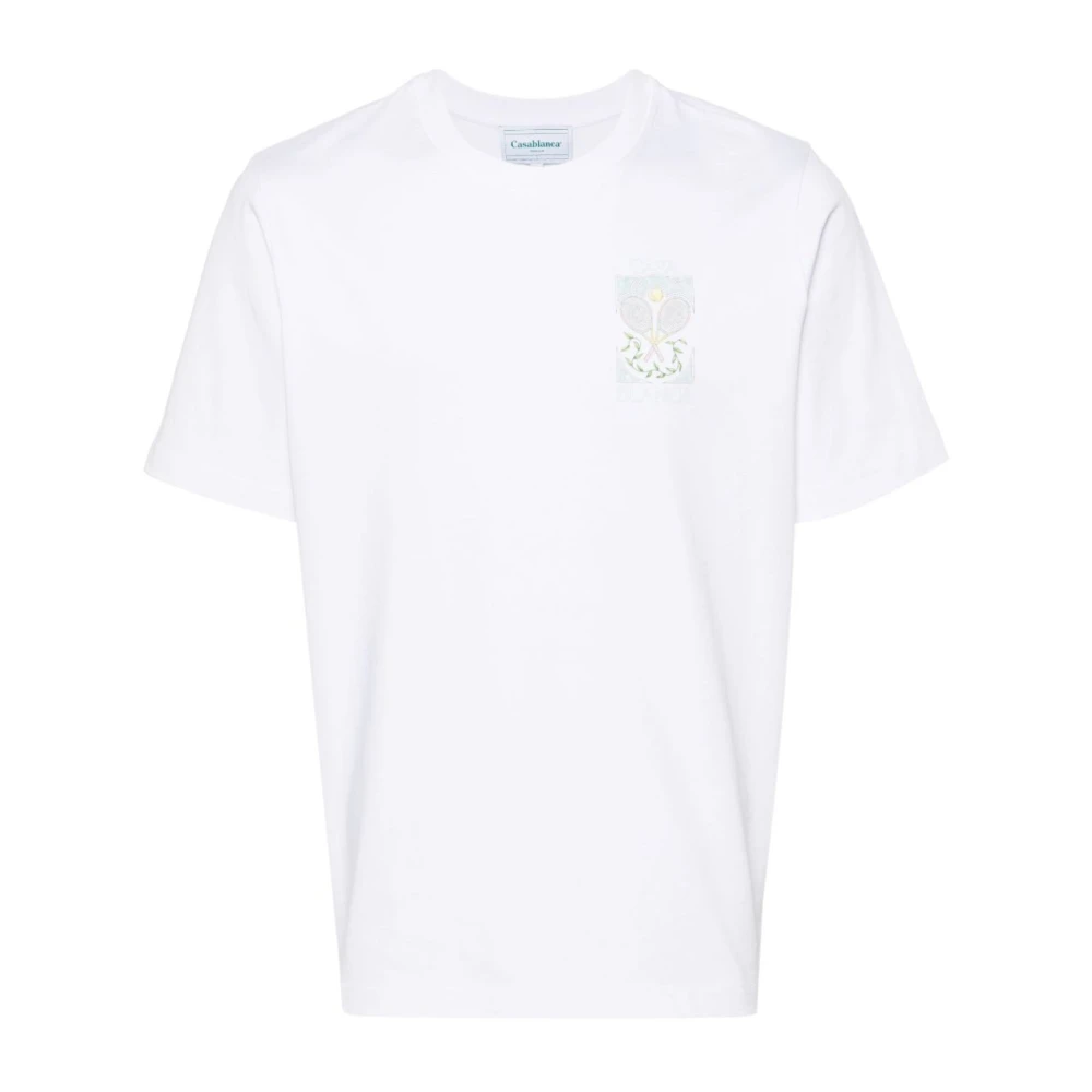 Casablanca Men's White T-Shirts, L, Tennis Pastelle T-Shirt