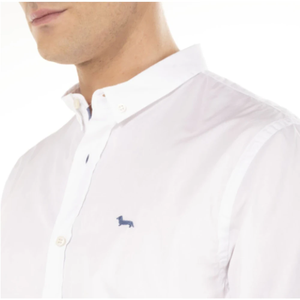Harmont & Blaine Witte Katoenen Overhemd met Iconisch Bassotto Borduursel White Heren