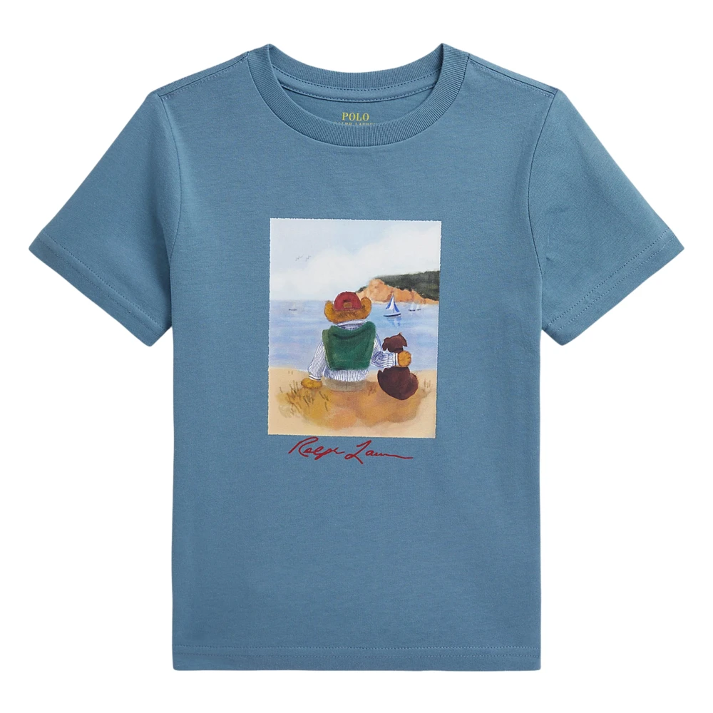 Ralph Lauren Blue Polo Bear Cotton Jersey Tee - Unisex - Kids Short Sleeve T-Shirts - 14 Y - Kids