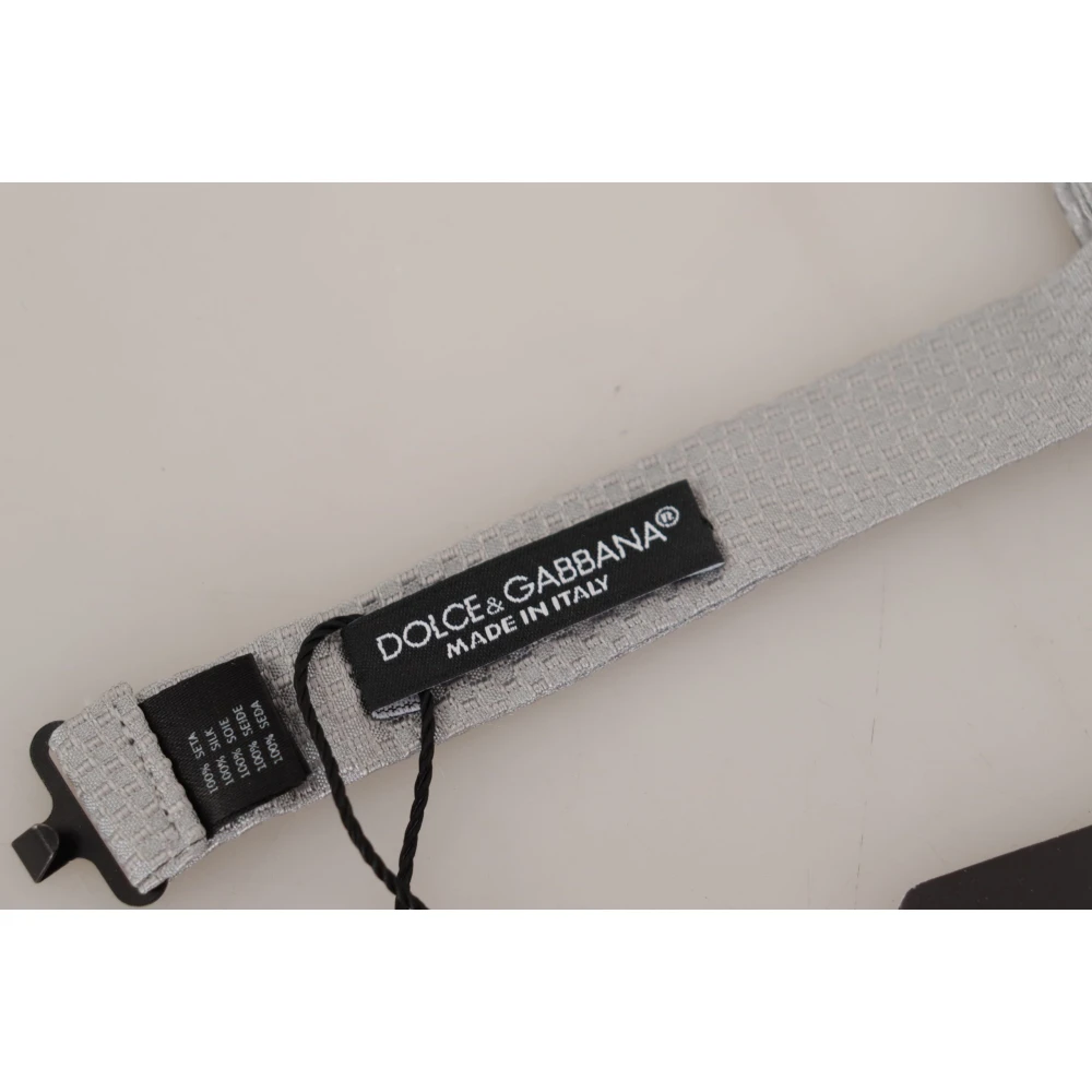 Dolce & Gabbana Elegante Grijze Zijden Vlinderdas Gray Heren