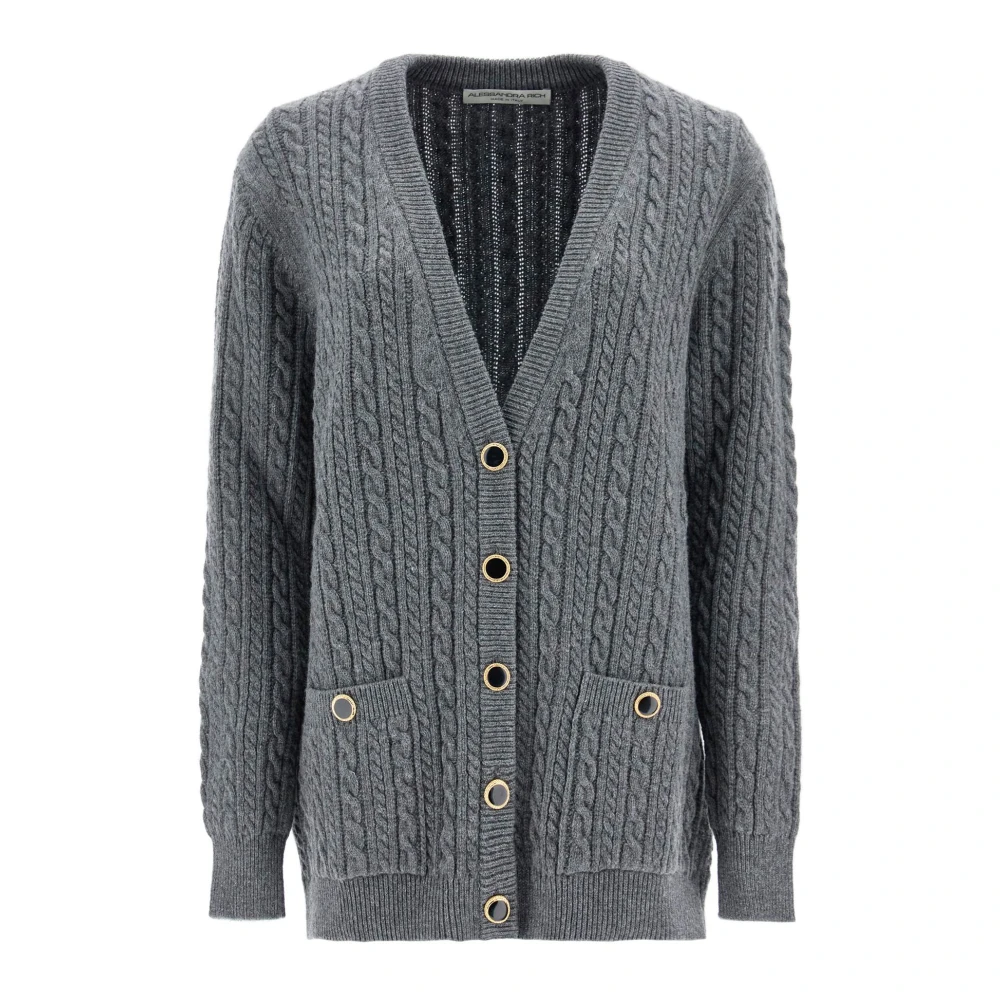 Alessandra Rich Oversized Wollen Vest Gray Dames