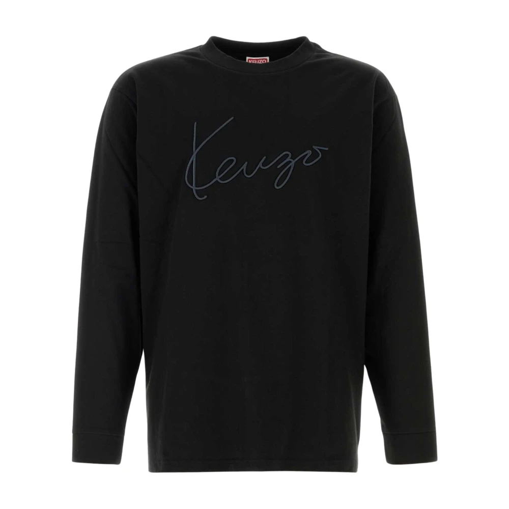 Kenzo Men's Black Sweatshirts, Xl, Signature Embroidered Long Sleeve T-Shirt