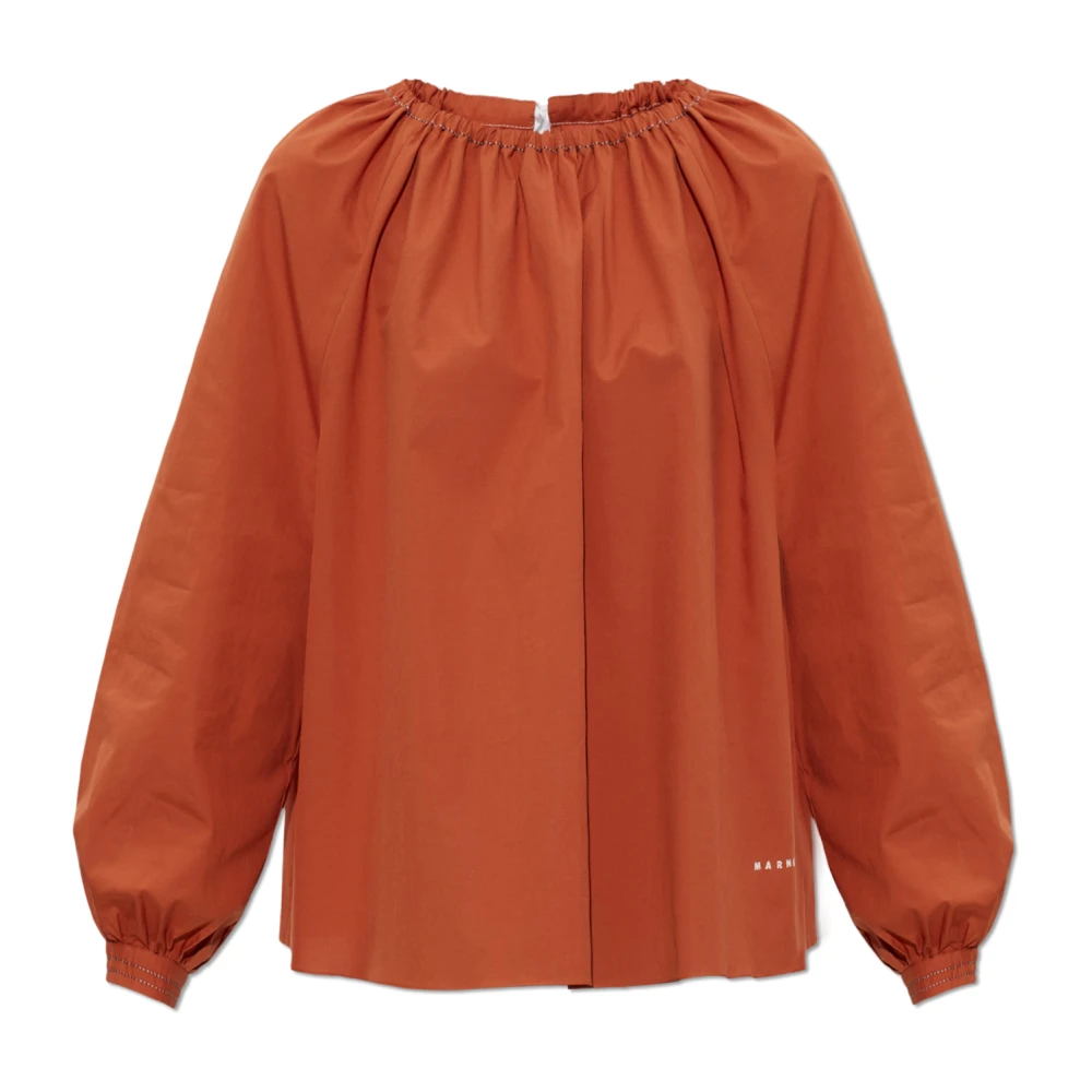Marni , Blouses, Female, Brown, S, Cotton Loose-Fit Top