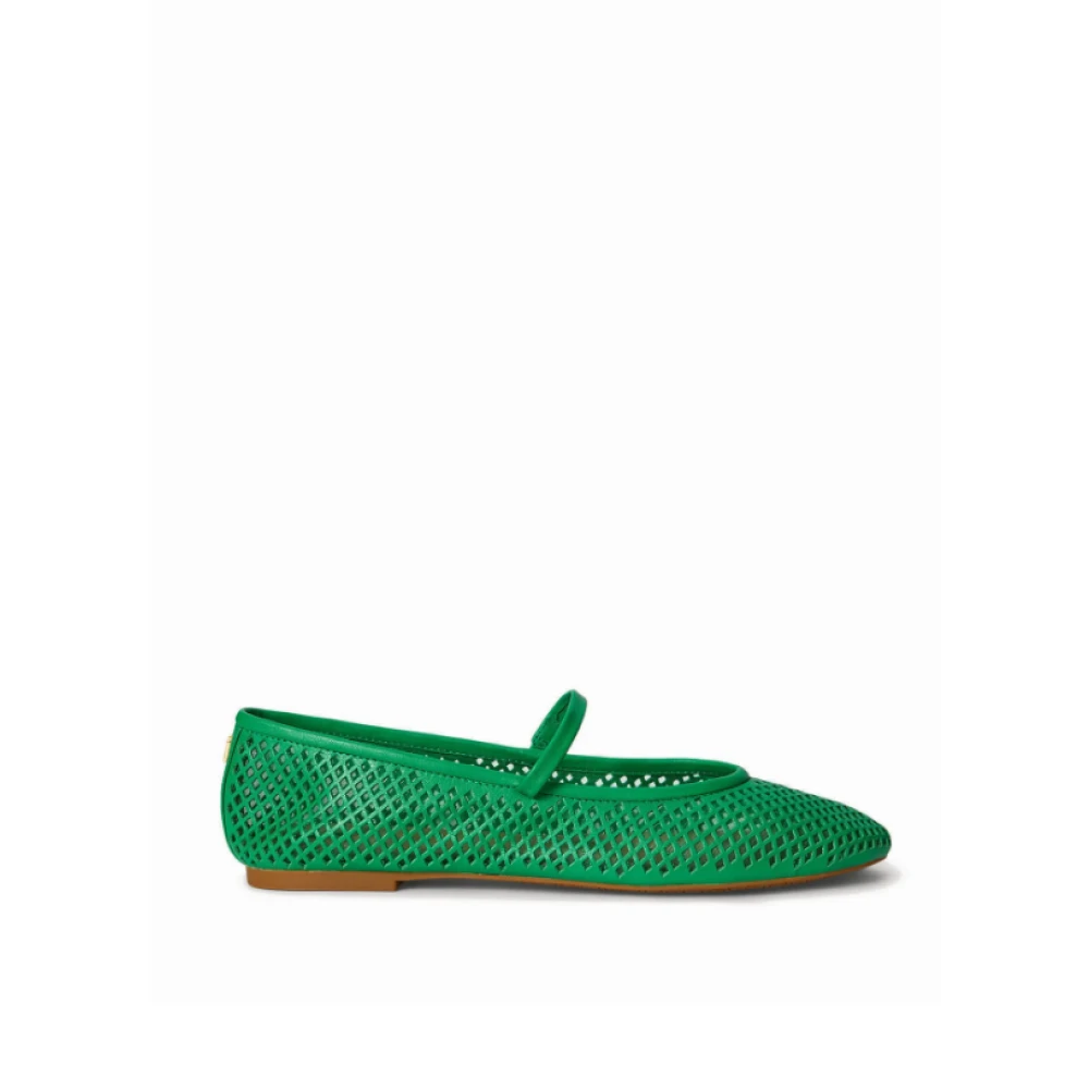 Ralph Lauren Women's Green Jayna Perforated Mary Jane Flat - Ballerina Shoes - 4 Uk - Shoes