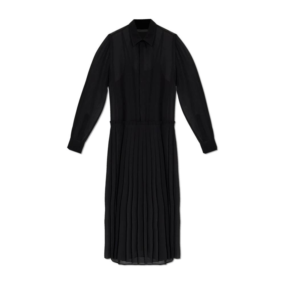 Ami Paris Women's Black Midi Dresses, Xs, Dress With Pleated Finish