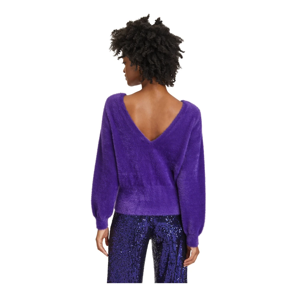 Vera Mont Klassieke V-hals Gebreide Trui Purple Dames