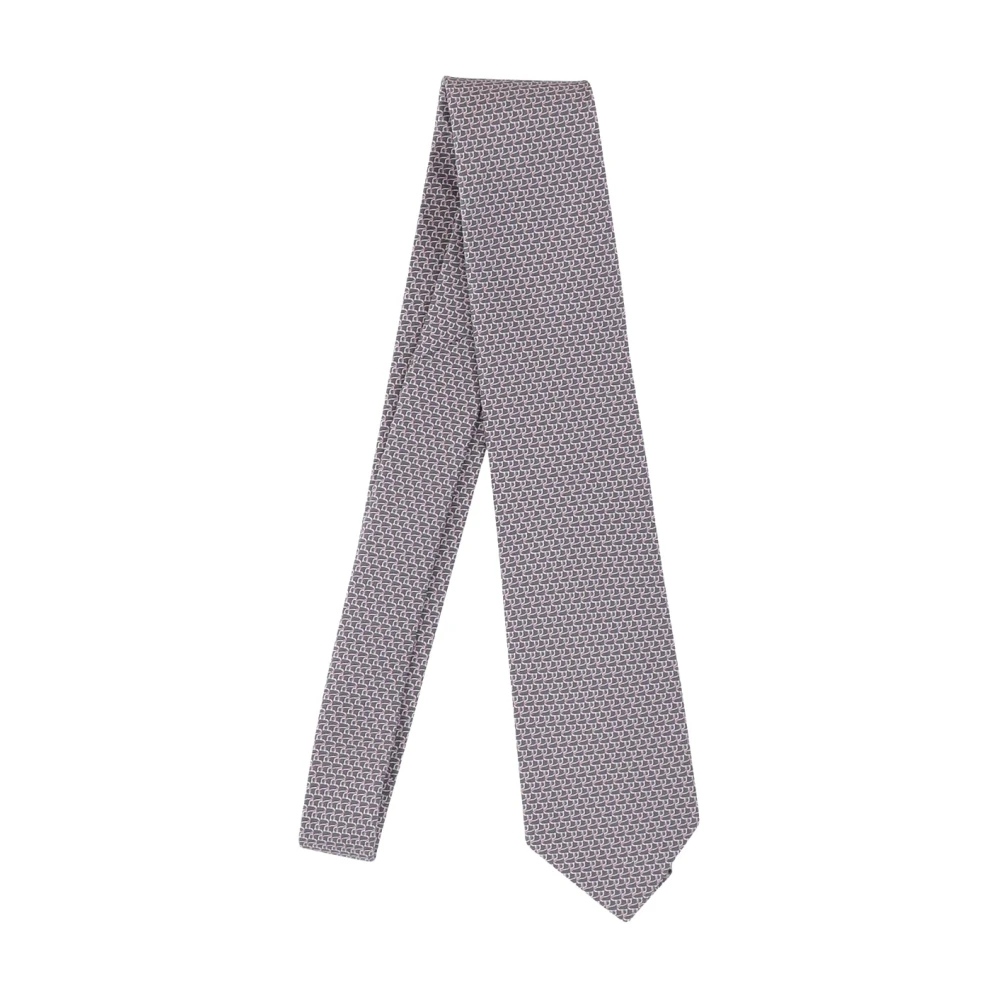 Ferragamo Men's Multicolor Silk Tie With Geometric Pattern - Ties - One Size - Accessories