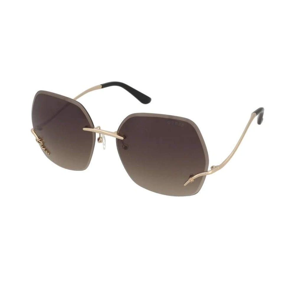 Guess Yellow Sunglasses, Unisex, 60 Mm, Rimless Metal Sunglasses