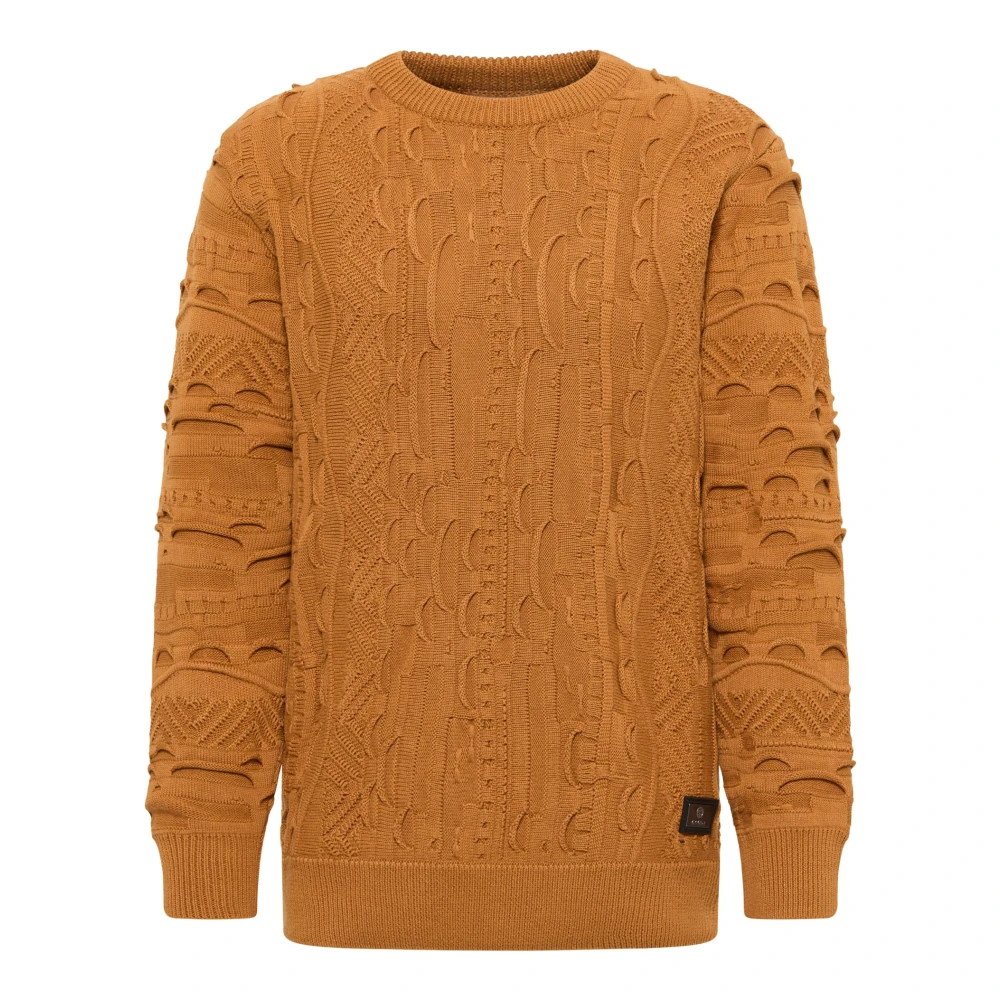 Carlo Colucci Men's Brown Plain Knit Sweater