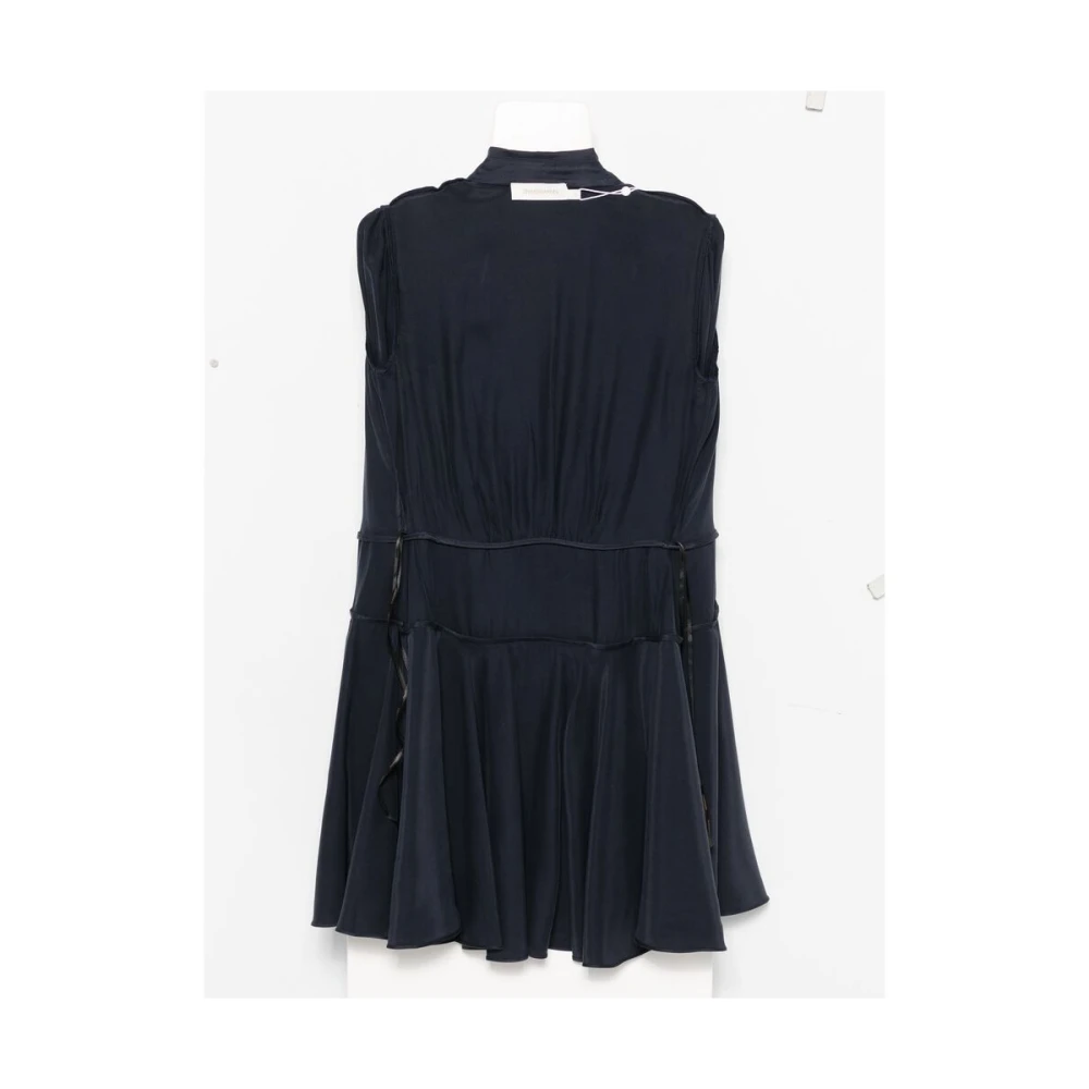 Zimmermann Navy Blue V-Hals Jurk met Shawl Revers Blue Dames
