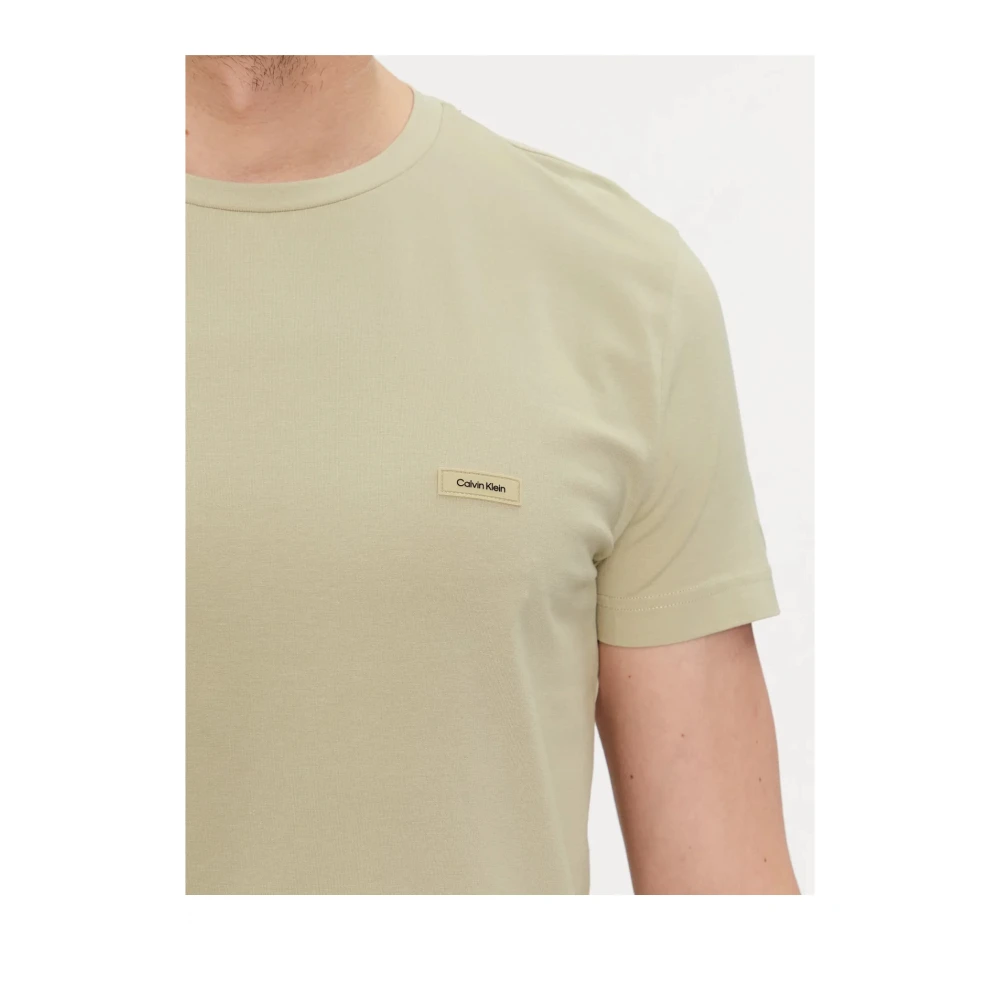 Calvin Klein Stretch Basic T-shirt Beige Ronde Hals Beige Heren