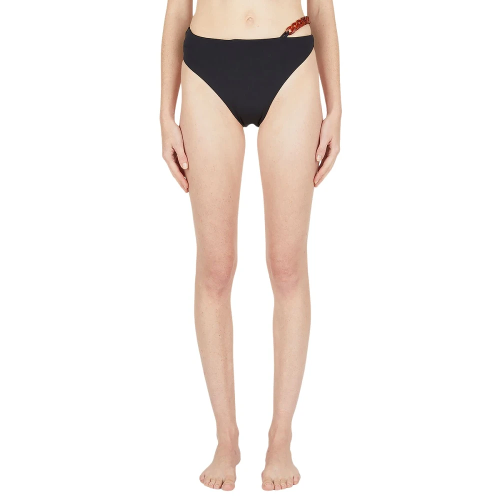 Ziah Women's Black Chain Bottoms With Asymmetric Waist - Bikinis - Xs - Swimwear