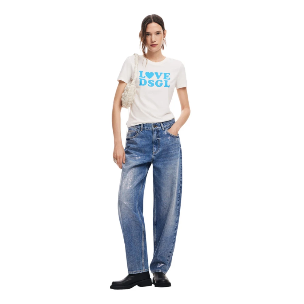 Desigual Korte Mouw T-shirt White Dames