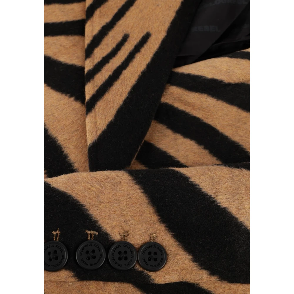 Colourful Rebel Zania Double Breasted Wool Long Coat Brown Dames