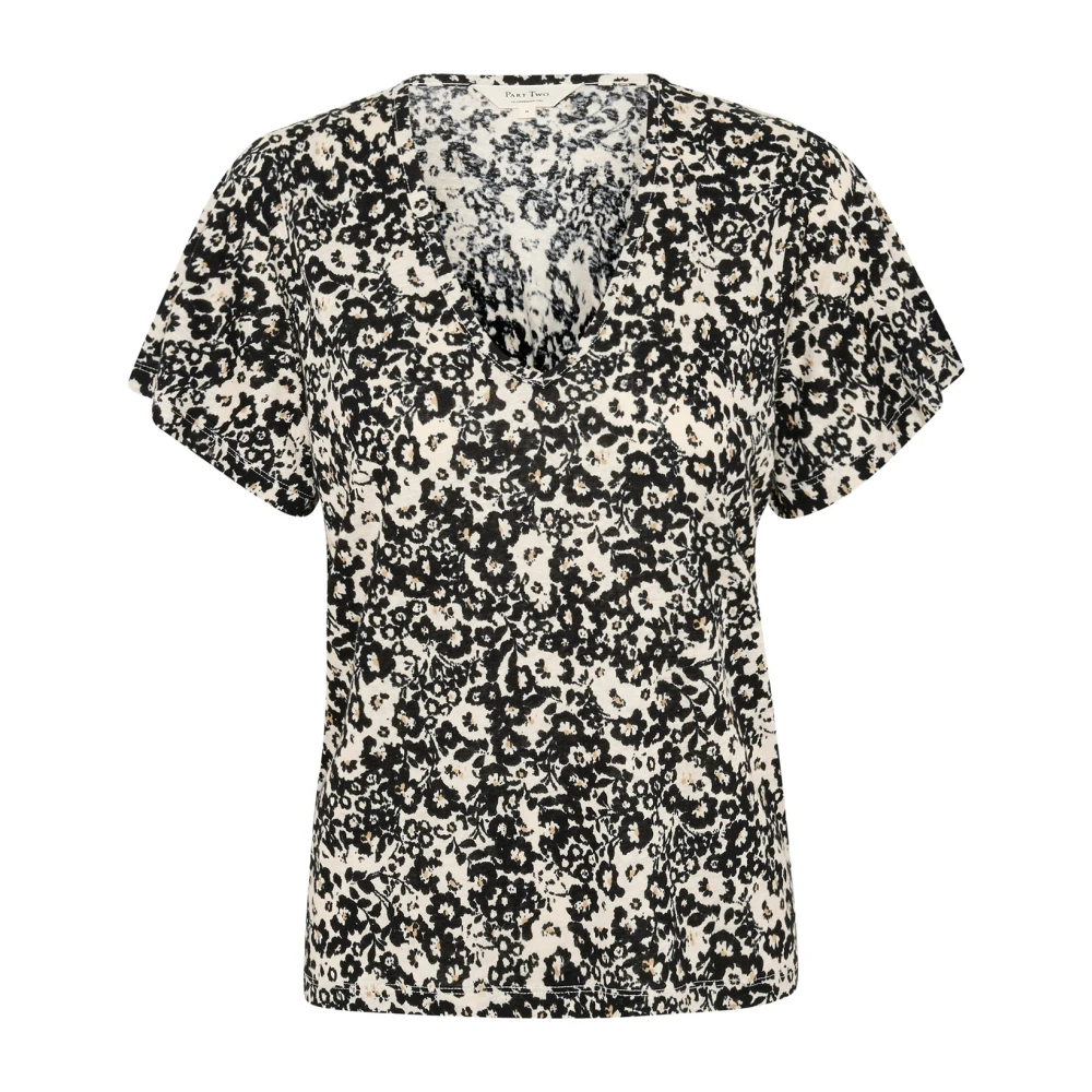 Part Two Zwart Blurred Flower T-Shirt Black Dames