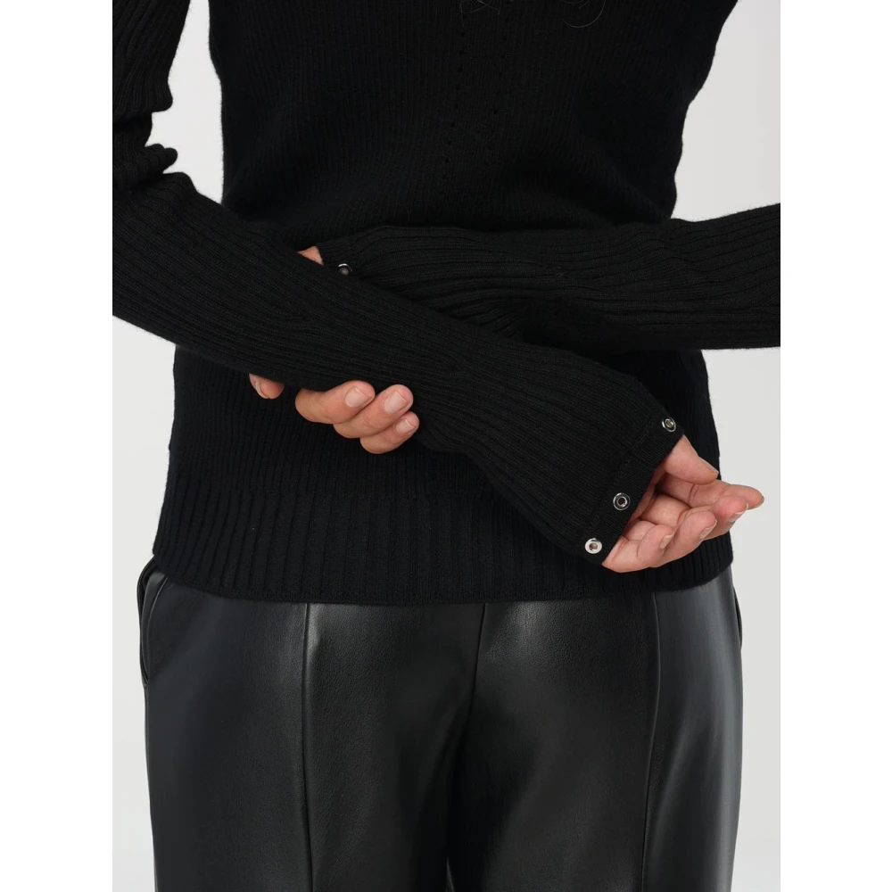 PATRIZIA PEPE Zwarte wollen trui Glam Rock stijl Black Dames