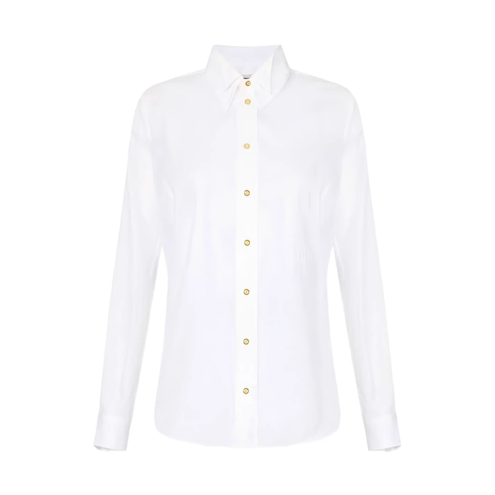Elisabetta Franchi Women's White Cotton Shirt With Double Collar And Embroidery - Shirts - M - Blouses & Shirts