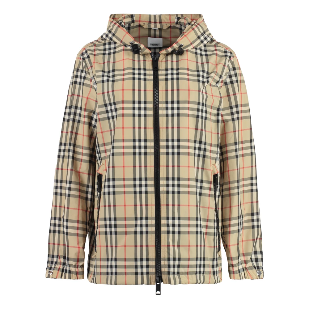 Burberry Windjack met motief verstelbare trekkoord Beige Dames