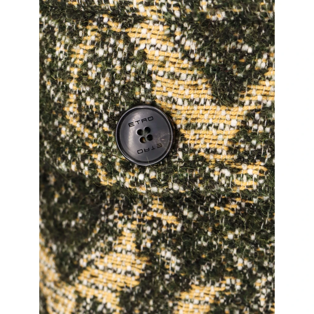 ETRO Gele Double-Breasted Peak Lapel Jas Multicolor Dames