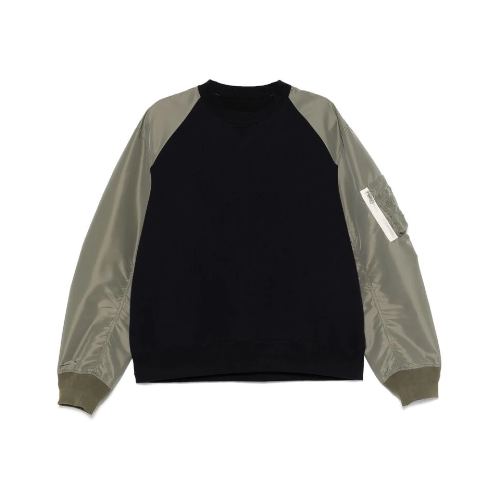 Sacai Navy Blue Crew Neck Sweater Blue Heren