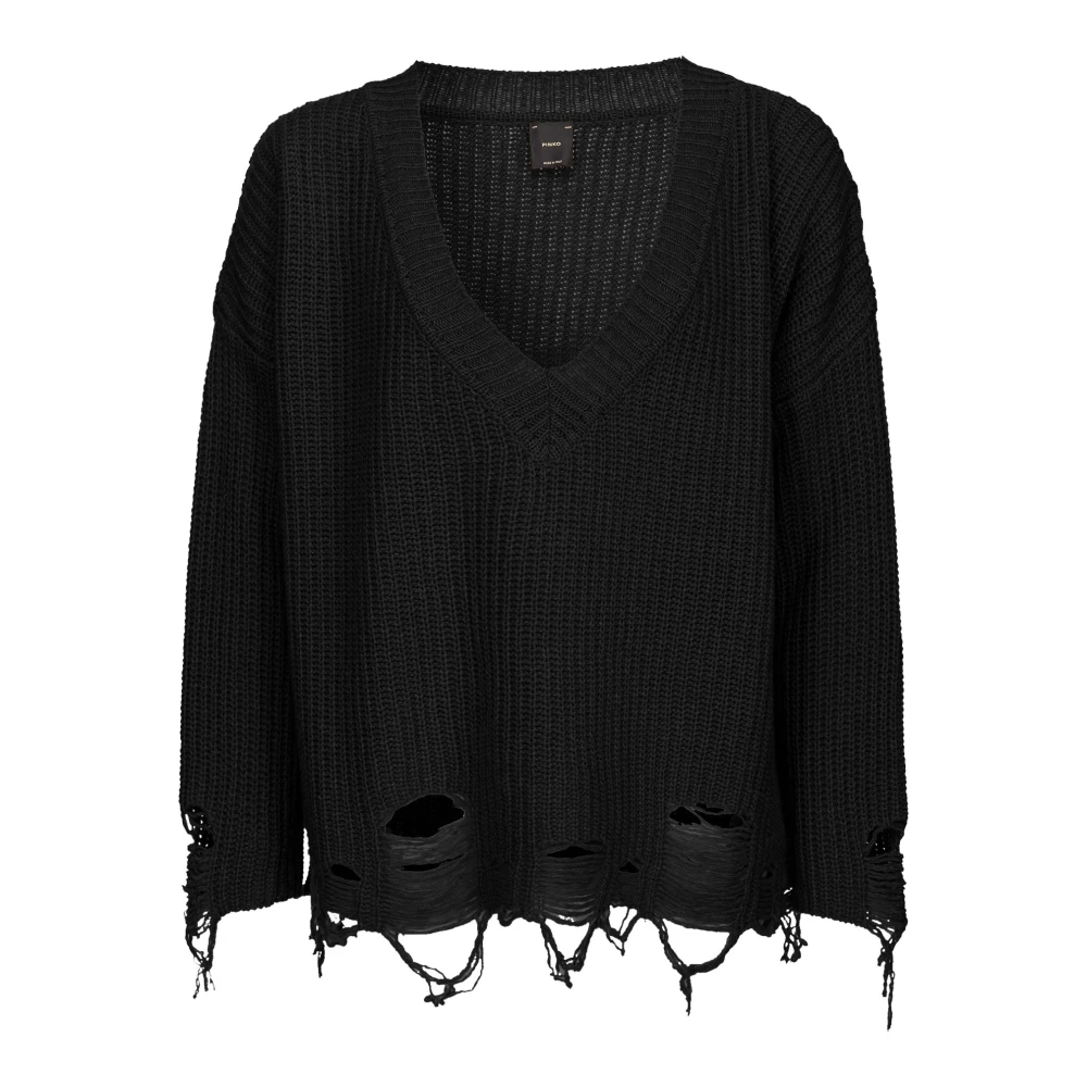 Pinko V-neck Knitwear Black Dames
